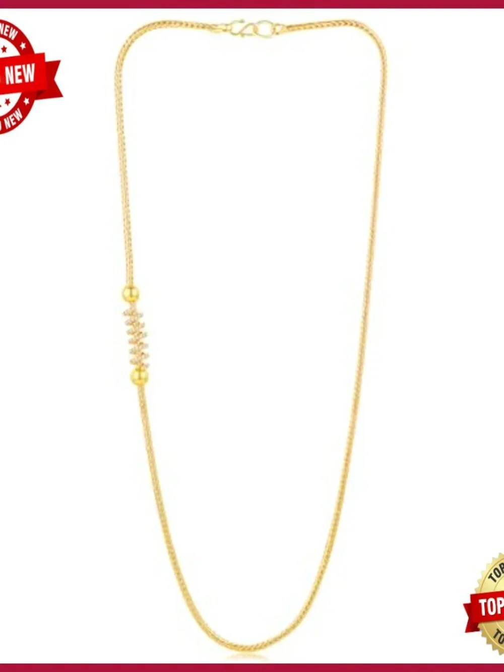 Cubic Zirconia Studded Chain Necklace Bharatanatyam Jewellery Set